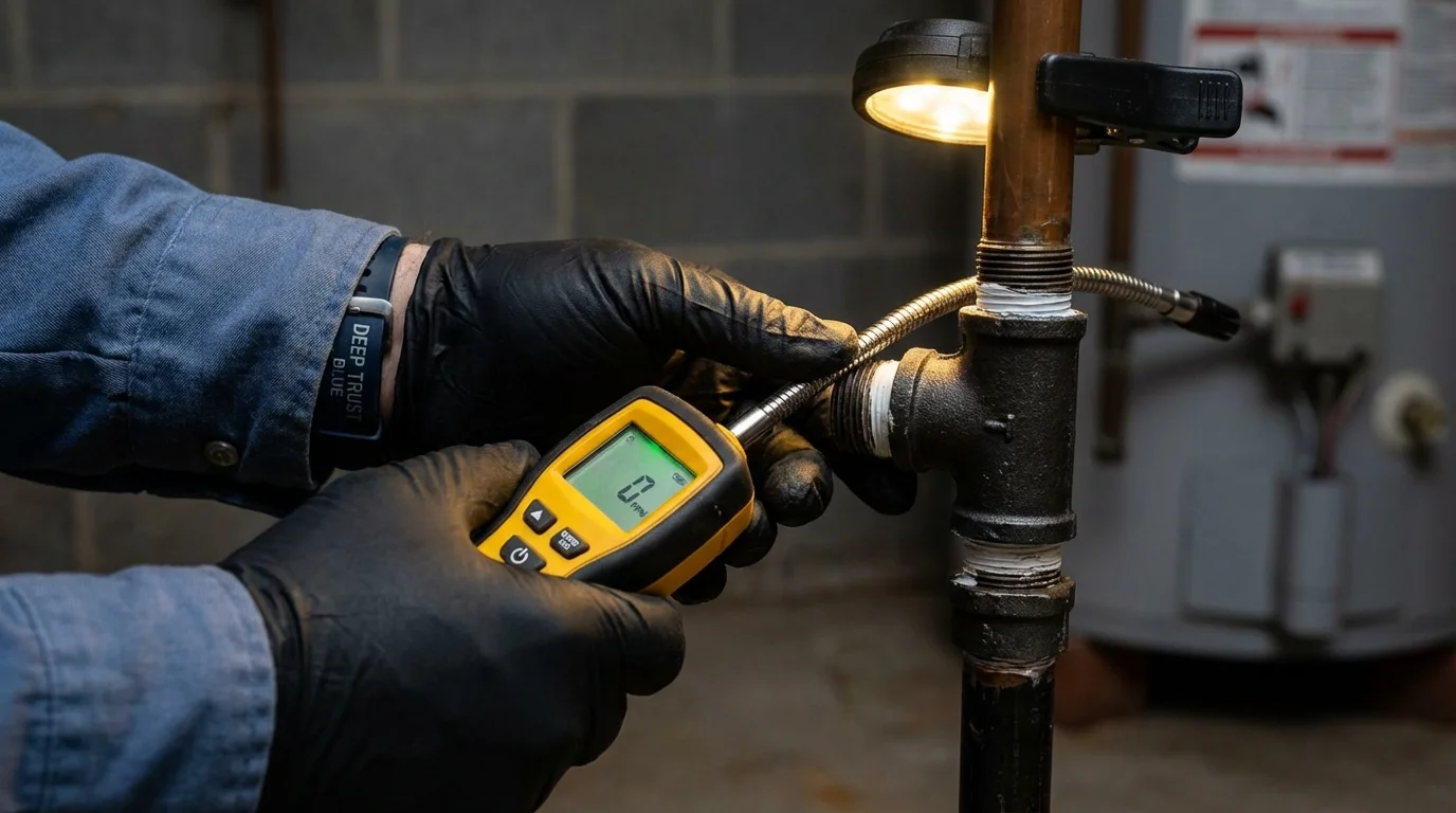 Gas leak detection with electronic sniffer by Johns Plumbing LLC in Ozona